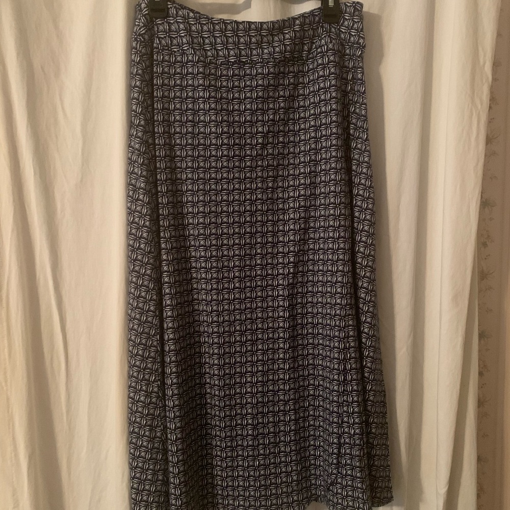 Talbots knit skirt faux wrap blue/white